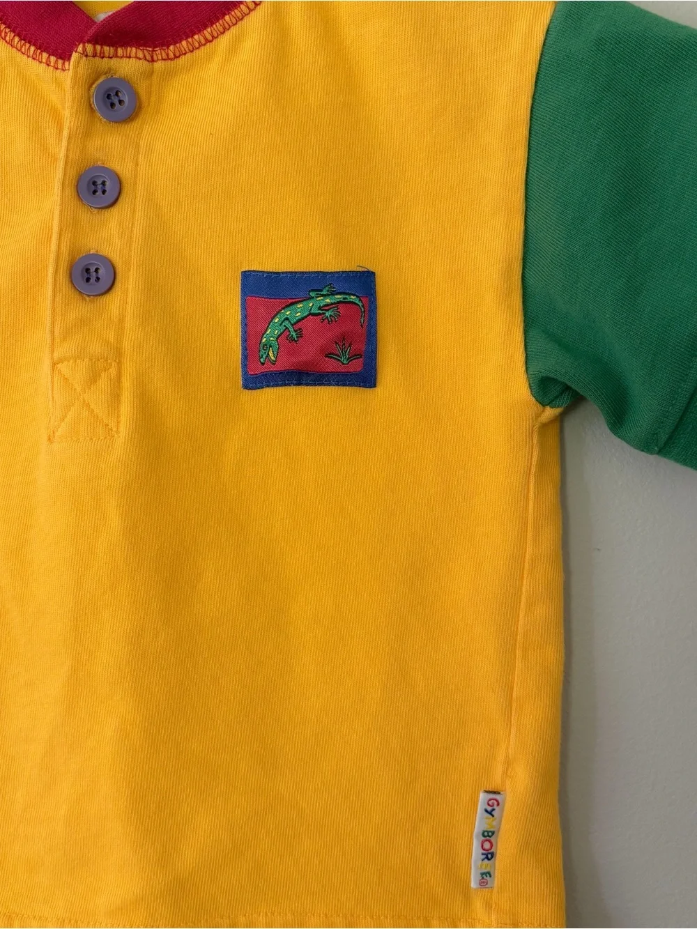 Vintage Rainbow Tag Gymboree Yellow Colorblock Kids Polo Shirt with Red Collar